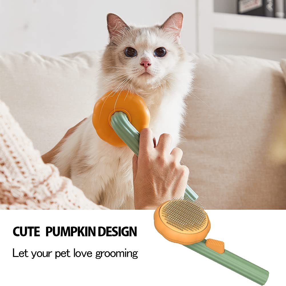 Pet Pumpkin Brush Pet Grooming Self Cleaning Slicker Brush For Dogs Cats Puppy Rabbit Cat Brush Grooming Gently Removes Loose Undercoat