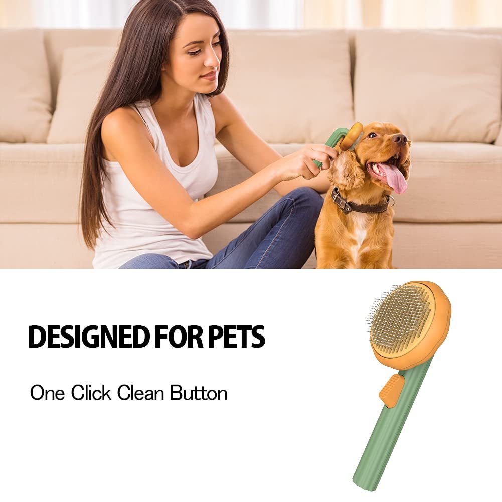 Pet Pumpkin Brush Pet Grooming Self Cleaning Slicker Brush For Dogs Cats Puppy Rabbit Cat Brush Grooming Gently Removes Loose Undercoat